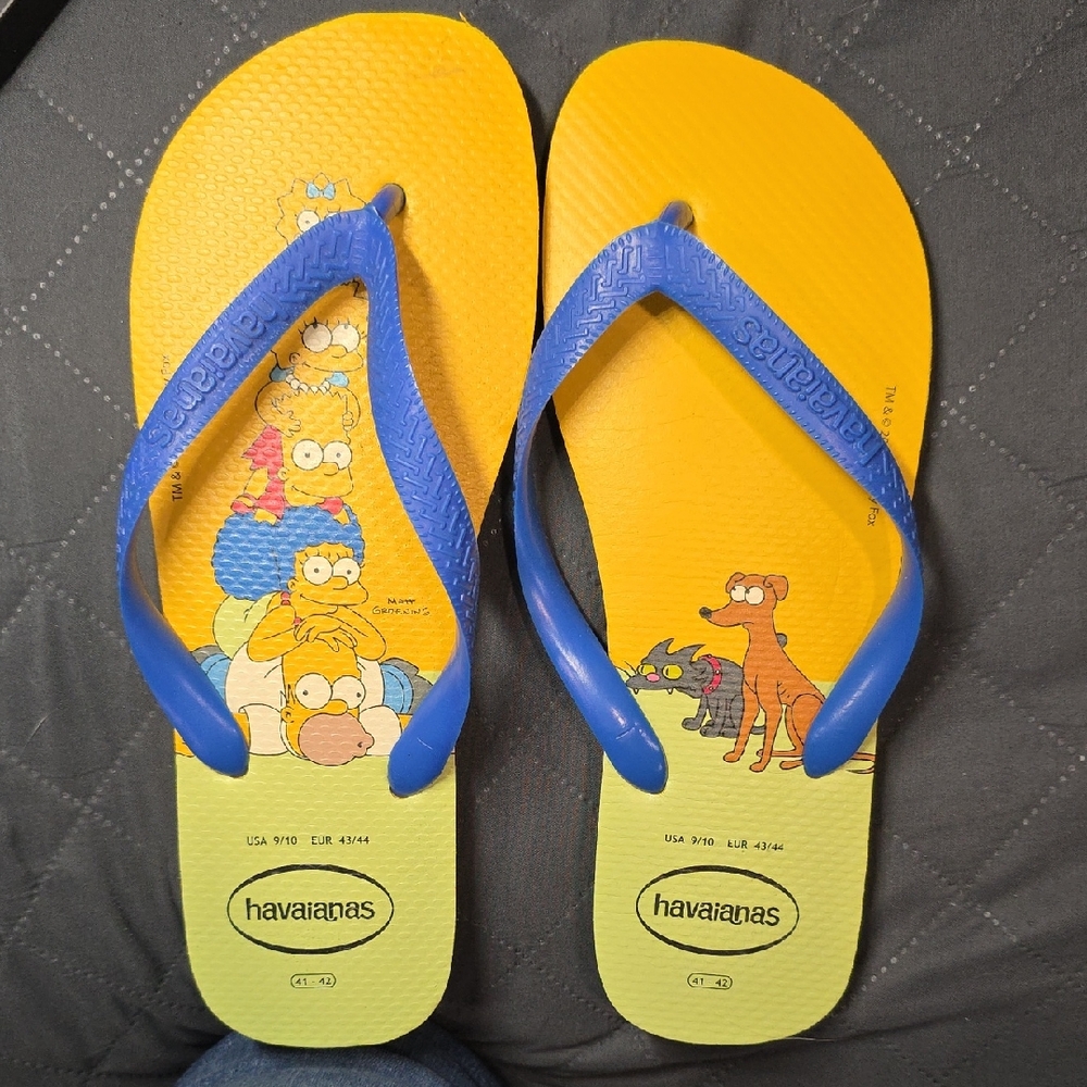 Havaianas The Simpsons  Cartoon Flip Flops Womes Sz 9/10